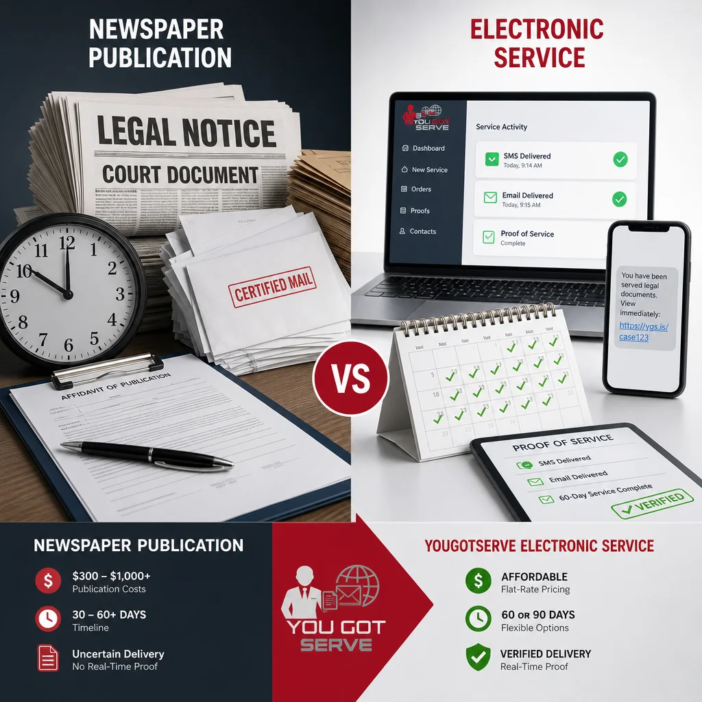 Electronic Service vs Newspaper Publication: Cost and Timeline Breakdown for 2026